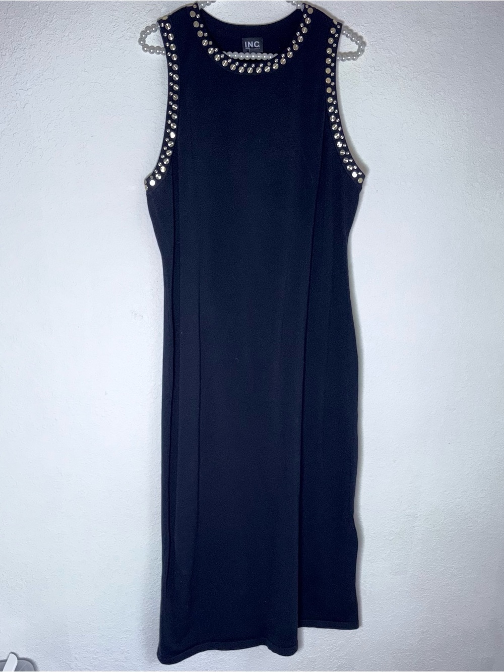 INC International Concepts Black Studded Sleeveless Sheath Dress size XL